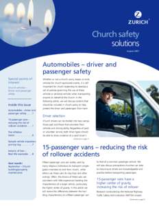 Church safety solutions August 2007 Automobiles – driver and passenger safety