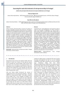 Tourism & Management Studies, Assessing the main determinants of entrepreneurship in Portugal Análise dos principais determinantes do empreendedorismo em Portugal  Vanessa Figueiredo