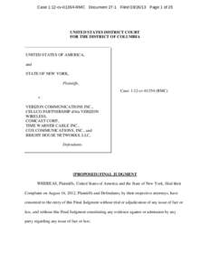[Proposed] Final Judgment : United States and State of New York v. Verizon, et al.