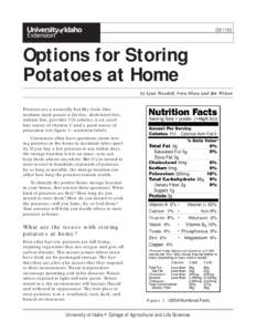 CIS[removed]Options for Storing Potatoes at Home by Lynn Woodell, Nora Olsen and Jim Wilson