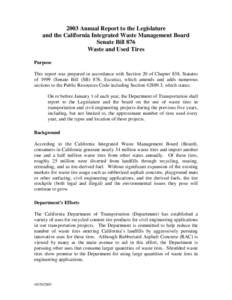 Annual Report to the Legislature and the California