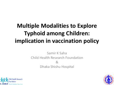 Typhoid Fever in Bangladesh:  an overview