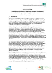 European network of legal experts in the non-discrimination field  Executive Summary Country Report Lithuania 2010 on measures to combat discrimination By Gediminas Andriukaitis 1.