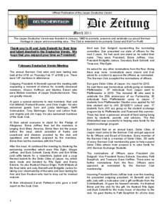 Official Publication of the Jasper Deutscher Verein  Die Zeitung March 2011 The Jasper Deutscher Verein was founded in January, 1980 to promote, preserve and celebrate our proud German Heritage in Jasper and surrounding 