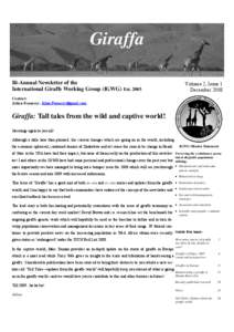 Giraffa Bi-Annual Newsletter of the International Giraffe Working Group (IGWG) Est. 2003