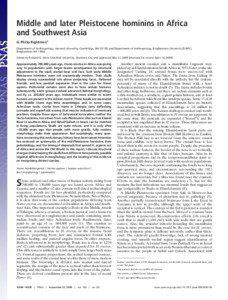 Middle and later Pleistocene hominins in Africa and Southwest Asia G. Philip Rightmire1