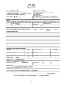 PC-441 Superplasticizer Material Safety Data Sheet U.S. Department of Labor