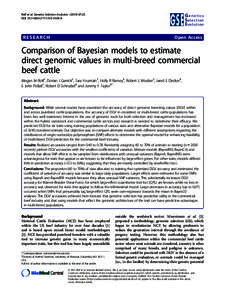 Comparison of Bayesian models to estimate direct genomic values in multi-breed commercial beef cattle