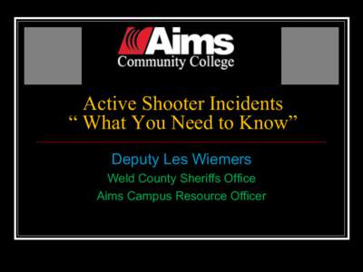 Active Shooter Incidents Training