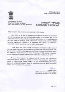 AAC No 5 of 2013 Date l3thDecember 2013 GOVERNMENT OF INDIA CIVIL AVIATION DEPARTMENT DIRECTOR GENERAL OF CIVIL AVIATION