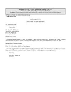 Document: Governor’s Actions, Register Page Number: 29 IR 3431 Source: July 1, 2006, Indiana Register, Volume 29, Number 10 Disclaimer: This document was created from the files used to produce the official CD-ROM India