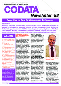 International Council for Science (ICSU)  CODATA Newsletter 98 Committee on Data for Science and Technology Foreword