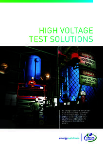 HIGH VOLTAGE TEST SOLUTIONS WE UNDERSTAND HOW IMPORTANT YOUR HIGH VOLTAGE EQUIPMENT IS TO YOUR BUSINESS. ERGON