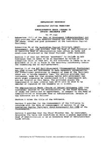 Australian Capital Territory (Self-Government) Act / Seat of Government (Administration) Act / Coming into force / Australian Capital Territory / Government / Supreme Court of Norfolk Island / Administrator / Law / Government of Australia / Australia