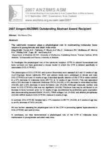 2007 Amgen/ANZBMS Outstanding Abstract Award Recipient