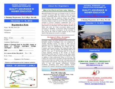 Jaysingpur / Shimla / Himachal Pradesh University / States and territories of India / Himachal Pradesh / Education in Himachal Pradesh