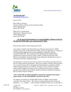 NATURAL RESOURCES DEFENSE COUNCIL  Via electronic mail [removed] June 18, 2012 Rick Sullivan, Secretary