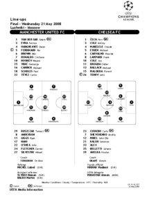 Line-ups Final - Wednesday 21 May 2008 Luzhniki - Moscow