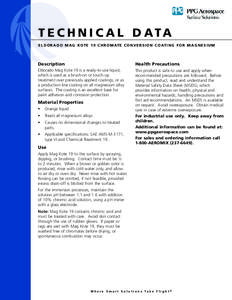 T E C H N I C A L D ATA ELDORADO MAG KOTE 19 CHROMATE CONVERSION COATING FOR MAGNESIUM Description  Health Precautions