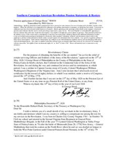 Southern Campaign American Revolution Pension Statements & Rosters Pension application of George Hood 1 W8939 Transcribed by Will Graves Catharine Hood