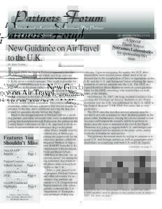 VOLUME THIRTEEN • NUMBER THREE  QUARTERLY NEWSLETTER New Guidance on Air Travel to the U.K.
