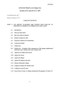 [[removed]-01] Third Level College Fees Sections 473A and 476 TCA 1997 Last Updated June 2012 Reference Material: IT 31