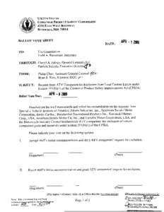 Briefing Package: Request from ATV Companies for Exclusion from Lead Content Limits under Section 101(b)(1) of the CPSIA, April 1, 2009