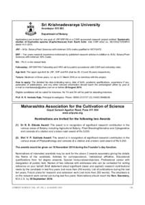 Sri Krishnadevaraya University Anantapur[removed]Departmant of Botany Applications are invited for one post of JRF/SRF/RA in a CSIR sponsored research project entitled ‘Systematic studies of Euphorbia species (Euphorbi