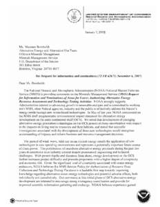 UNITEO STATES OEPARTMENT OF COMMERCE National Oceanic and Atmospheric Administration NATIONAL MARINE FISHERIES SERVICE Silver Spring, MO[removed]January 7,20078