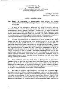 No[removed]Estt.(Res.) Government of India Ministry of Personnel, Pubic Grievances and Pensions Department of Personnel and Training **** North Block, New Delhi