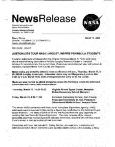 NewsRelease National Aeronautics and Space Administration Langley Research Center Hampton, Va[removed]