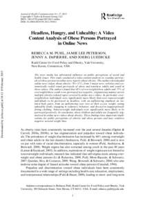 Headless, Hungry, and Unhealthy: A Video Content Analysis of Obese Persons Portrayed in Online News