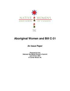Aboriginal Women and Bill C-31
