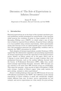 Discussion of “The Role of Expectations in Inﬂation Dynamics” James H. Stock Department of Economics, Harvard University and the NBER  1.