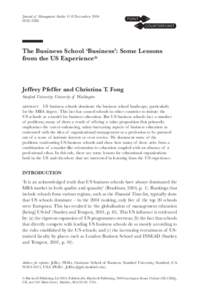 Journal of Management Studies 41:8 December[removed]The Business School ‘Business’: Some Lessons from the US Experience*