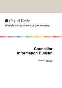 Councillor Information Bulletin Thursday 19 March[removed]Issue 11/15  Thursday 19 March 2015