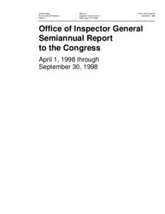 Semiannual Report to Congress, April 1, [removed]September 30, 1998