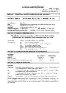 MATERIAL SAFETY DATA SHEET Page 1 of Total 5 Date of Issue: January 2013 MSDS No. FMC/T&OMULTI/1  SECTION 1