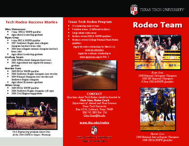 Texas Tech University / Western United States / San Antonio Stock Show & Rodeo / Professional Rodeo Cowboys Association / Rodeos / Sports / National Intercollegiate Rodeo Association