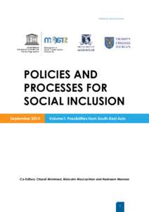 Policies for Social Inclusion  POLICIES AND PROCESSES FOR SOCIAL INCLUSION September 2014