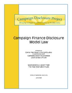 Campaign Finance Disclosure Model Law written by  Center for Governmental Studies