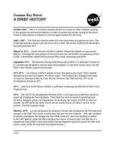 Gamma-Ray Bursts  A BRIEF HISTORY