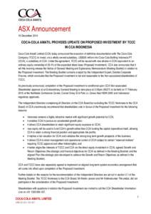 Microsoft Word - CCA provides update to proposed investment by TCCC into CCAI.docx