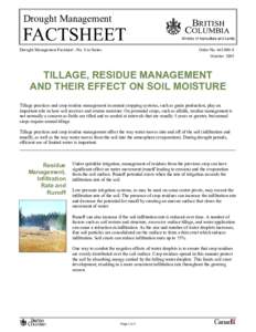 Tillage, Residue Management and their Effect on Soil Moisture