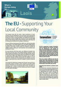 The EU -Supporting Your Local Community The European Union (EU) has made a major contribution to Laois’s economic and social development in the last 40 years. Since Ireland joined the Common Market in 1973 the country 