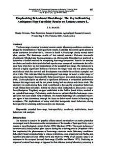 Emphasizing Behavioural Host-Range: The Key to Resolving Ambiguous Host-Specificity Results on Lantana camara L.