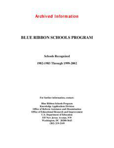 Archived Information  BLUE RIBBON SCHOOLS PROGRAM