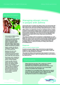 Information Paper for Health Professionals  Allergic Rhinitis and Asthma Key recommendations