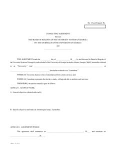 Re: Check Request No.  CONSULTING AGREEMENT between THE BOARD OF REGENTS OF THE UNIVERSITY SYSTEM OF GEORGIA BY AND ON BEHALF OF THE UNIVERSITY OF GEORGIA