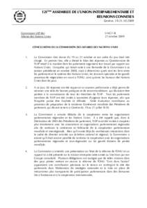 121ème ASSEMBLEE DE L’UNION INTERPARLEMENTAIRE ET REUNIONS CONNEXES Genève, [removed]Commission UIP des Affaires des Nations Unies